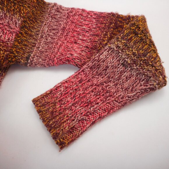 American Eagle Women’s Size S Striped Pullover Sweater Maroon Gold Pink - Picture 6 of 7